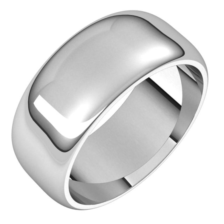14K White Gold 8 mm Half Round Band Size 14.5