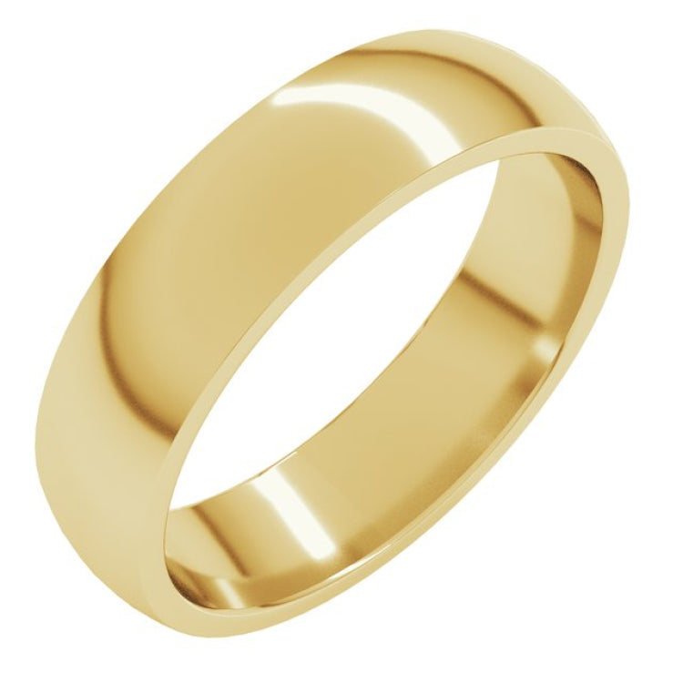 18K Yellow Gold 5 mm Lightweight Comfort-Fit Half Round Band Size 9.5