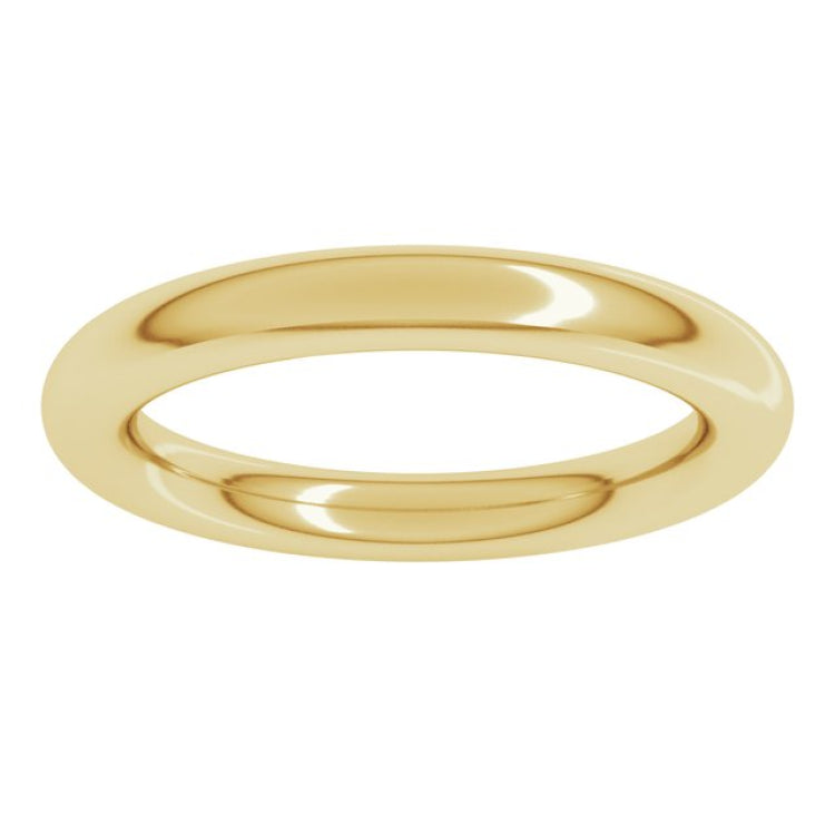 18K Yellow Gold 3 mm Comfort-Fit Full Round Band Size 11.5
