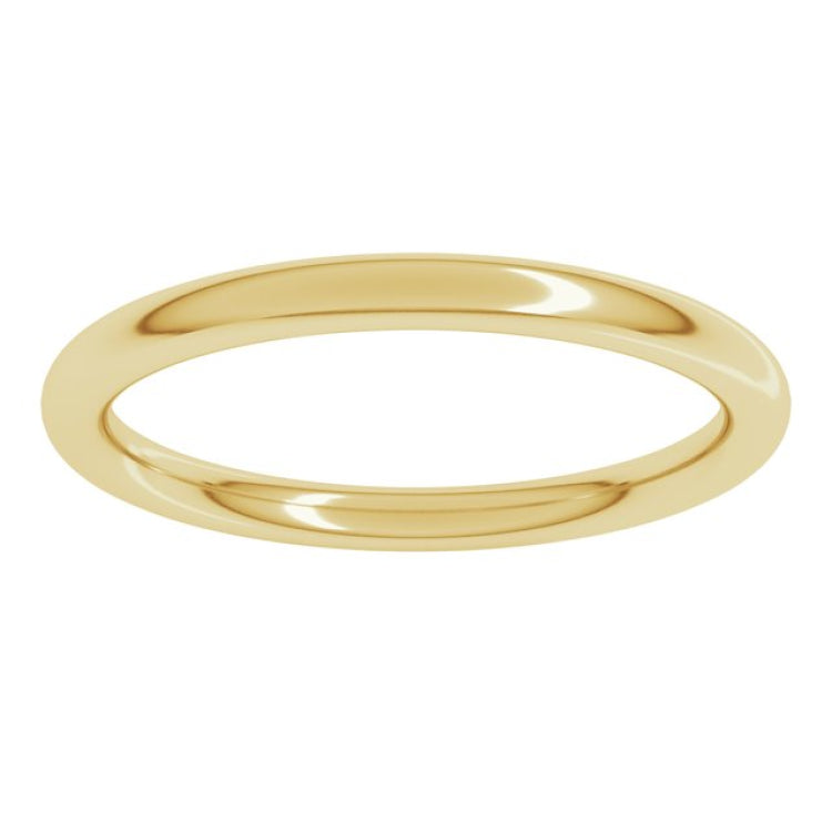 18K Yellow Gold 2 mm Comfort-Fit Full Round Band Size 5.5