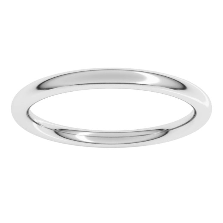 10K White Gold 2 mm Comfort-Fit Full Round Band Size 7