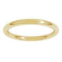 18K Yellow Gold 2 mm Comfort-Fit Full Round Band Size 7
