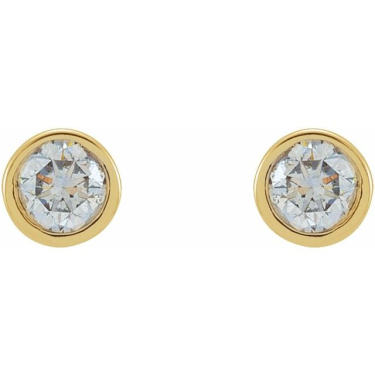 14K Yellow Gold 1/8 CTW Lab-Grown Diamond Micro Bezel-Set Earrings