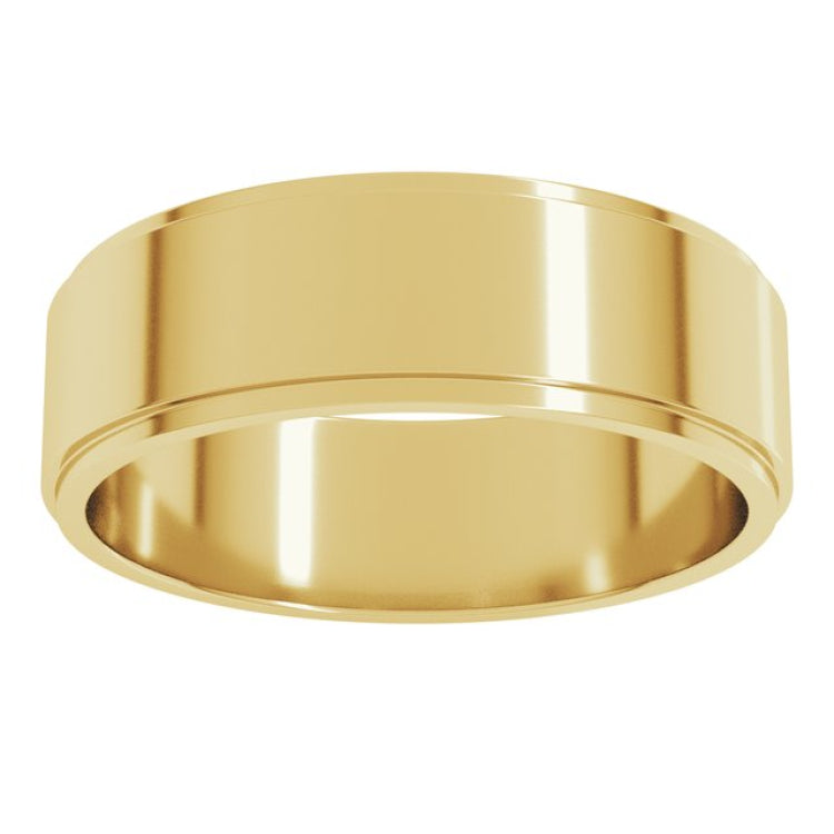 14K Yellow Gold 6 mm Stepped-Edge Flat Band Size 9