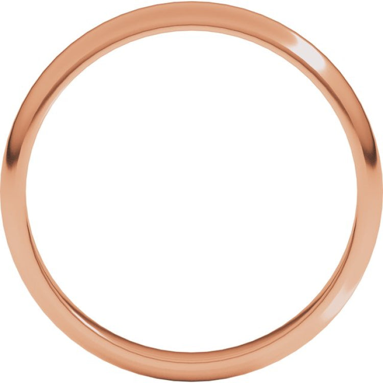 14K Rose Gold 3 mm Half Round Band Size 9
