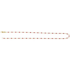14K Yellow Gold-Filled 1.6 mm Red Enamel Bead Paperclip-Style 16" Chain