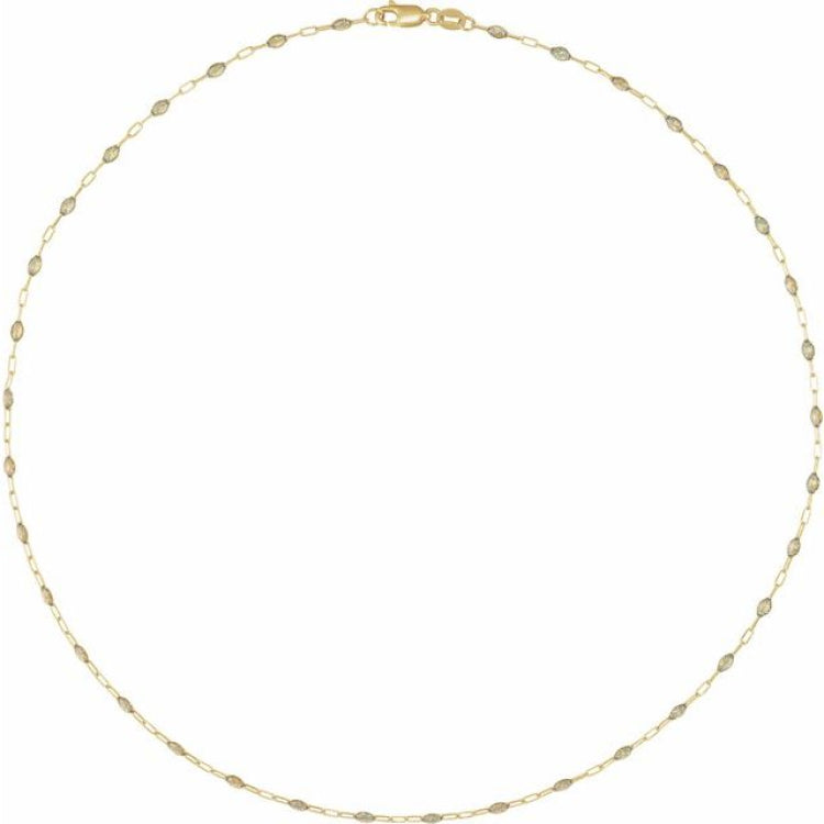 14K Yellow Gold-Filled 1.6 mm Multi-Color Enamel Bead Paperclip-Style 18" Chain