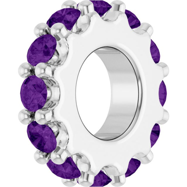 14K White Gold Natural Amethyst Spacer Charm/Pendant