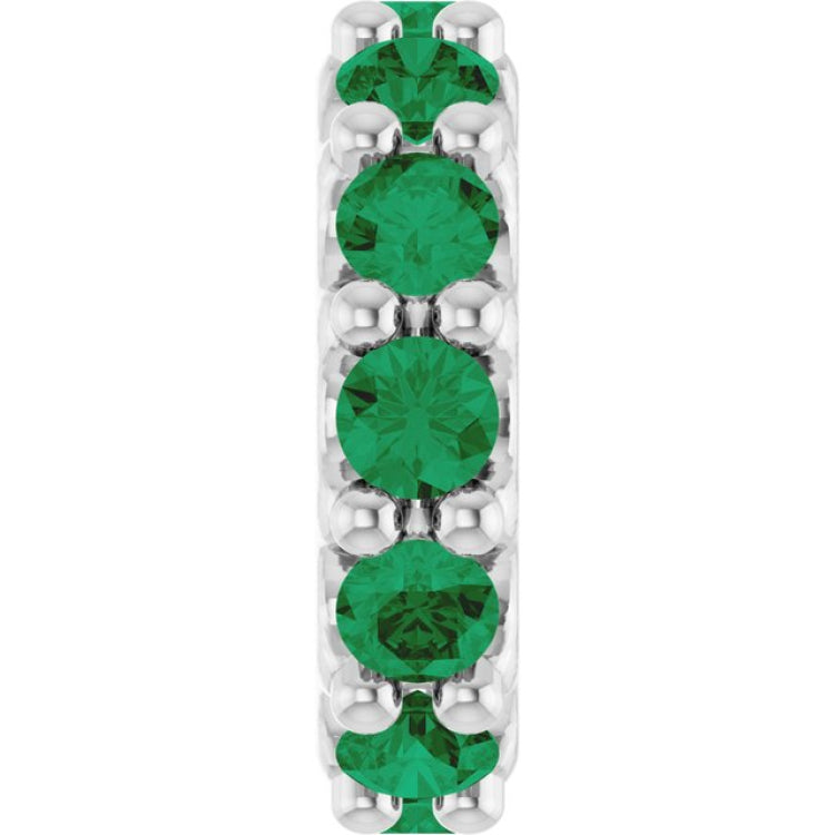 14K White Gold Lab-Grown Emerald Spacer Charm/Pendant