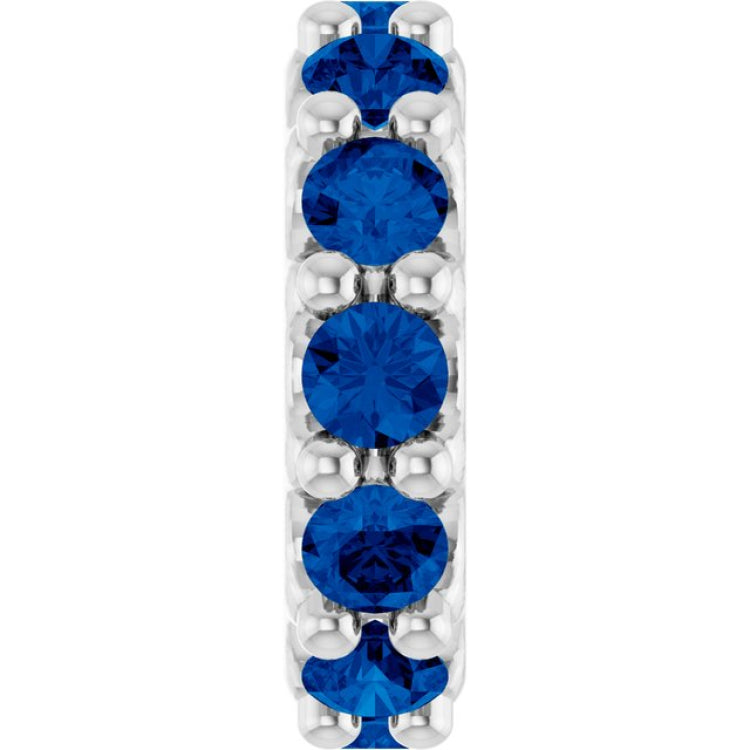 14K White Gold Lab-Grown Blue Sapphire Spacer Charm/Pendant