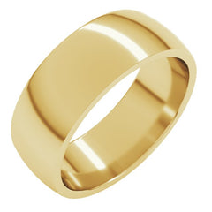14K Yellow Gold 7 mm Lightweight Comfort-Fit Half Round Band Size 11