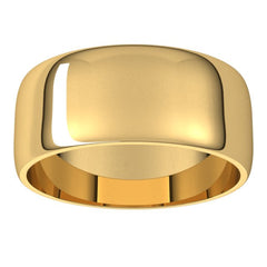 14K Yellow Gold 8 mm Lightweight Half Round Band Size 7
