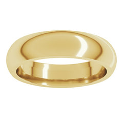 10K Yellow Gold 5 mm Comfort-Fit Half Round Band Size 10.5