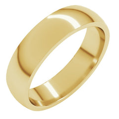 14K Yellow Gold 5 mm Lightweight Comfort-Fit Half Round Band Size 5.5