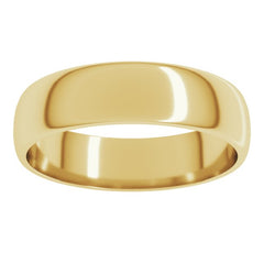 10K Yellow Gold 5 mm Lightweight Half Round Band Size 13