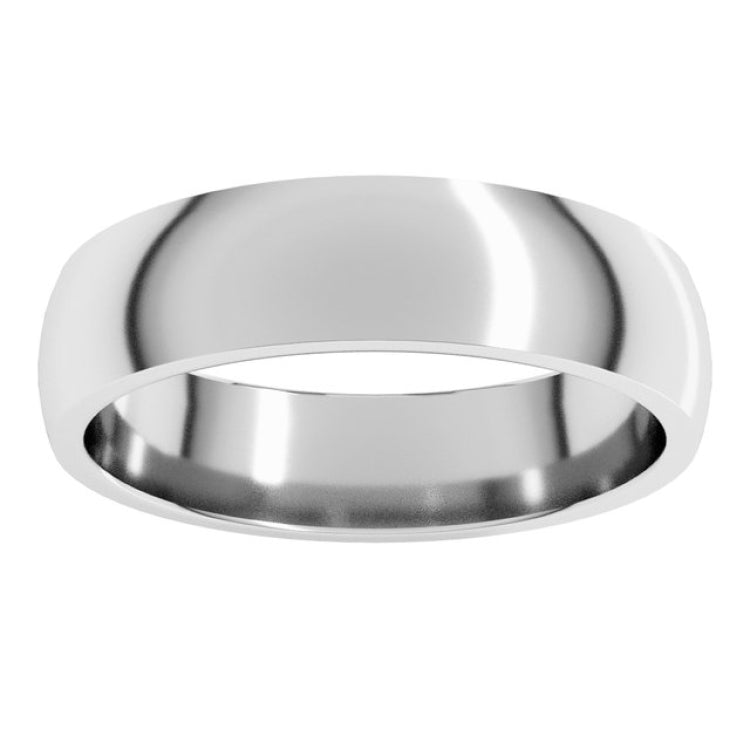 10K White Gold 5 mm Lightweight Comfort-Fit Half Round Band Size 10.5