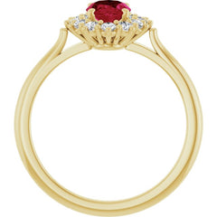 14K Yellow Gold Lab-Grown Ruby  & 1/3 CTW Lab-Grown Diamond Ring