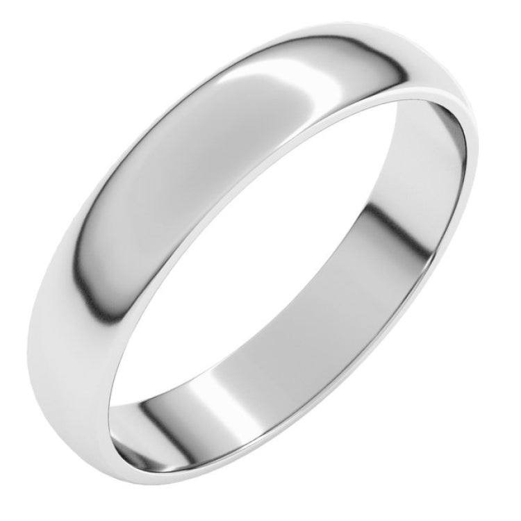 14K X1 White Gold 4 mm Lightweight Half Round Band Size 9.5