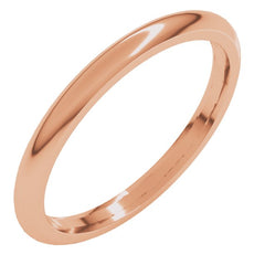 14K Rose Gold 2 mm Comfort-Fit Half Round Band Size 4.5