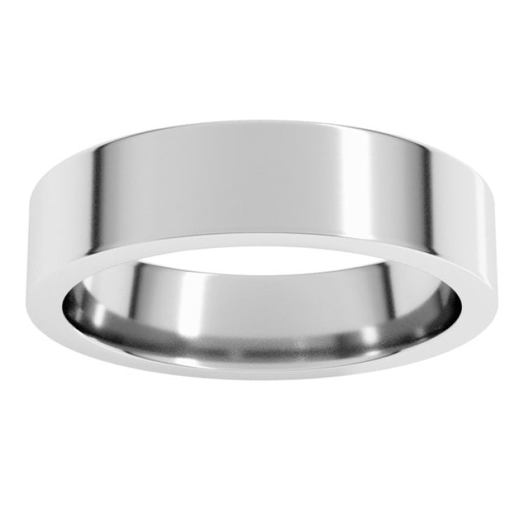10K White Gold 5 mm Comfort-Fit Flat Band Size 9.5