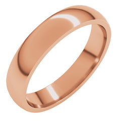 14K Rose Gold 4 mm Lightweight Comfort-Fit Half Round Band Size 8