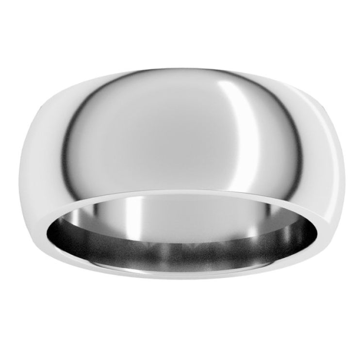 14K White Gold 8 mm Comfort-Fit Half Round Band Size 7