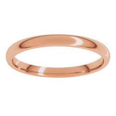 14K Rose Gold 2 mm Lightweight Comfort-Fit Half Round Band Size 7.5