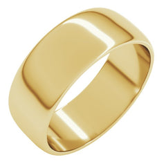 14K Yellow Gold 7 mm Lightweight Half Round Band Size 9