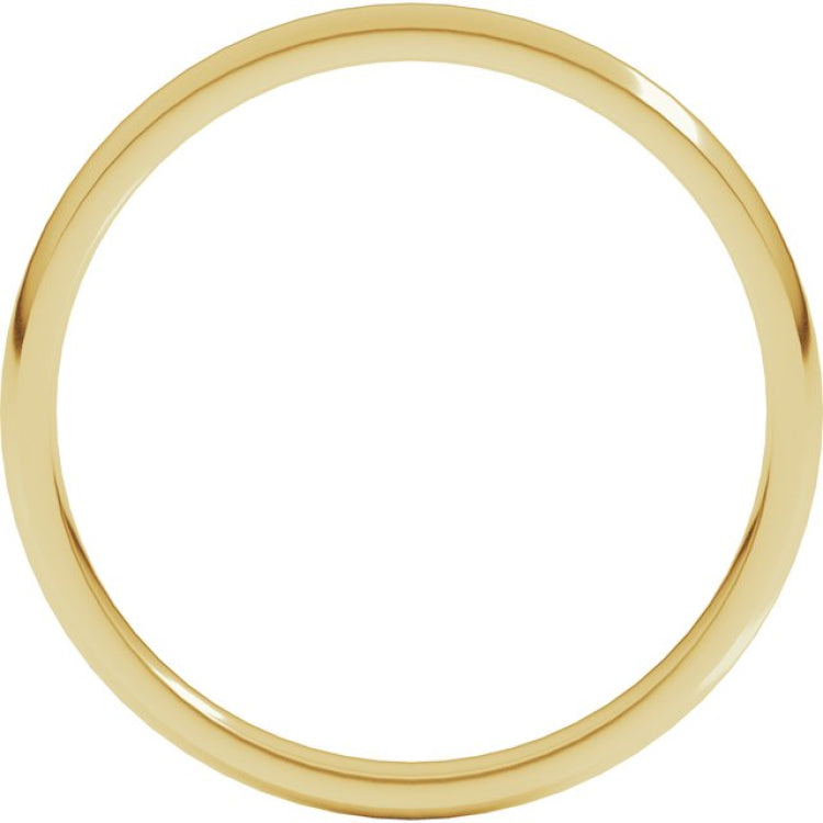 10K Yellow Gold 2 mm Lightweight Comfort-Fit Half Round Band Size 7.5