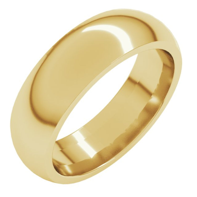 18K Yellow Gold 6 mm Comfort-Fit Half Round Band Size 9.5