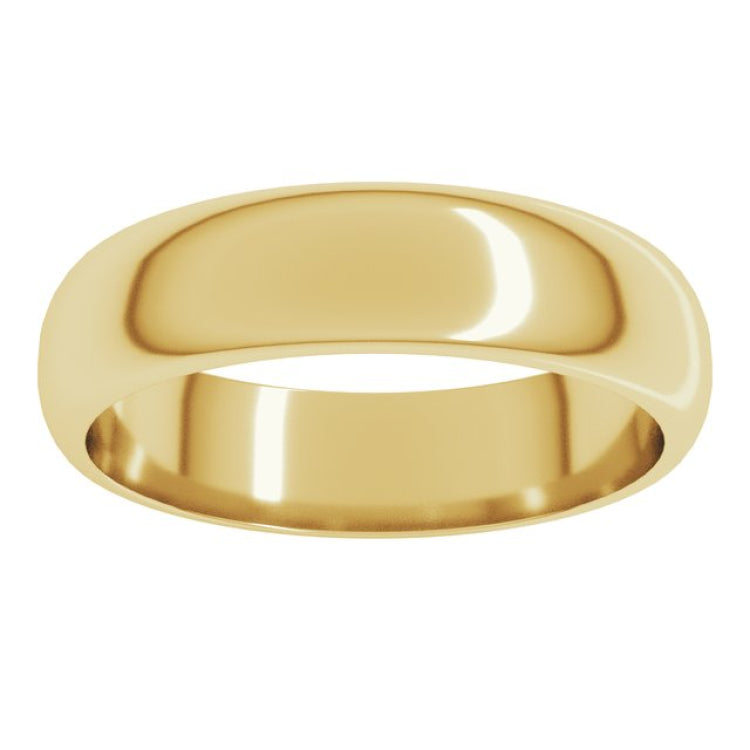 18K Yellow Gold 5 mm Half Round Band Size 10.5