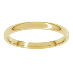 14K Yellow Gold 2 mm Lightweight Comfort-Fit Half Round Band Size 6