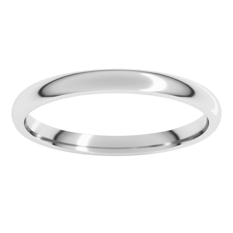 14K White Gold 2 mm Lightweight Comfort-Fit Half Round Band Size 7