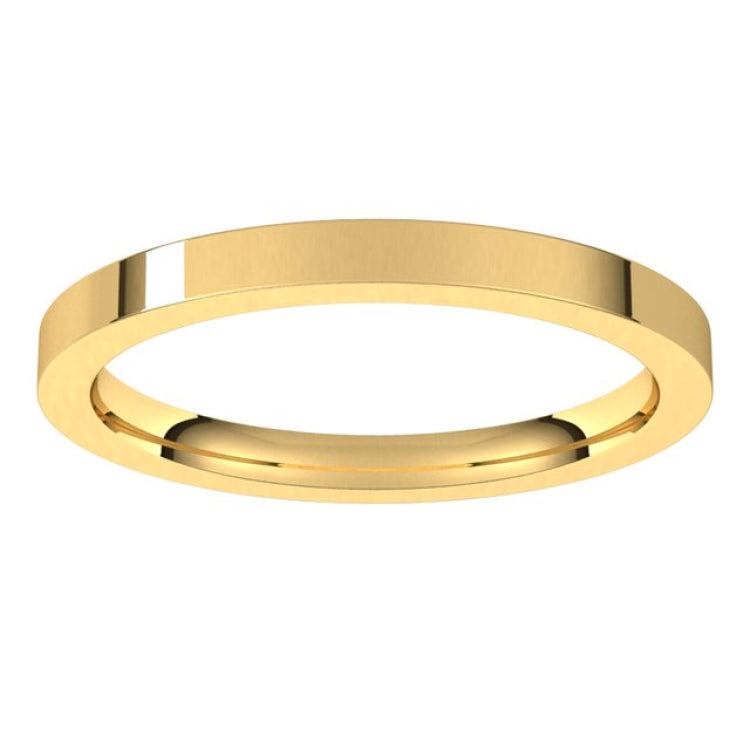 18K Yellow Gold 2 mm Comfort-Fit Flat Band Size 6.5