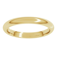 14K Yellow Gold 2.5 mm Comfort-Fit Half Round Band Size 8