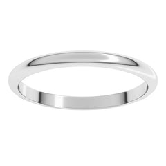 14K White Gold 2 mm Half Round Band Size 8