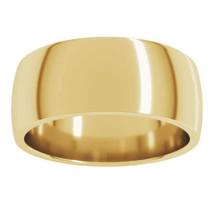 14K Yellow Gold 8 mm Lightweight Comfort-Fit Half Round Band Size 5.5