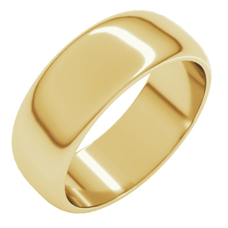 14K Yellow Gold 7 mm Half Round Band Size 5.5