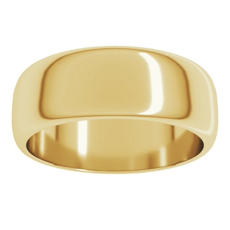 14K Yellow Gold 7 mm Half Round Band Size 5.5