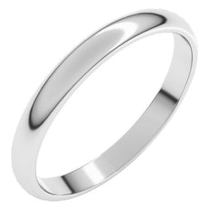 14K White Gold 2.5 mm Lightweight Half Round Band Size 6.5