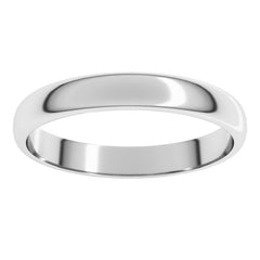 Platinum 3 mm Lightweight Half Round Band Size 6