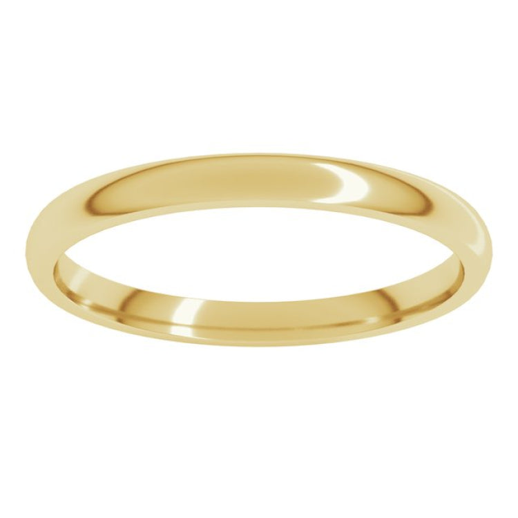 14K Yellow Gold 2 mm Lightweight Comfort-Fit Half Round Band Size 5.5