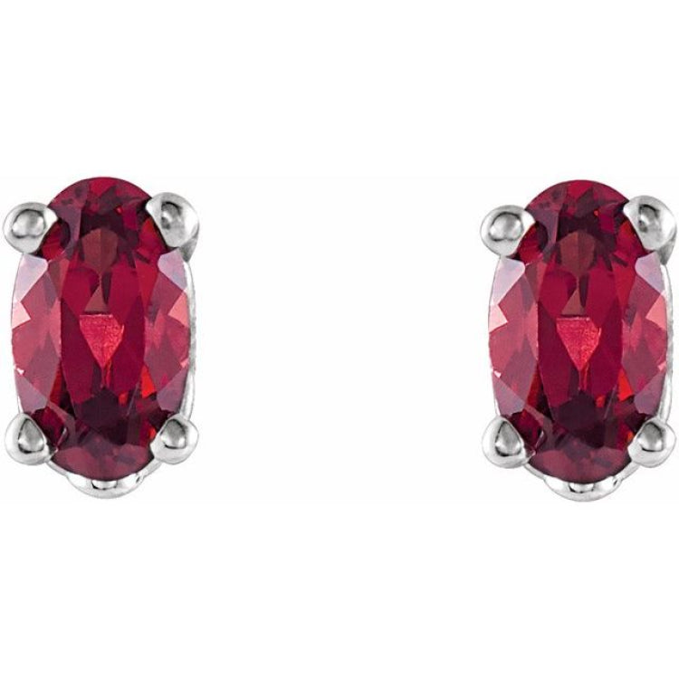 14K White Gold Natural Mozambique Garnet Scroll Setting® Stud Earrings