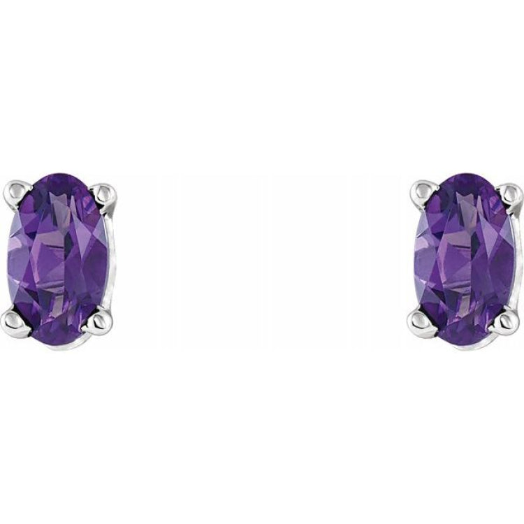 14K White Gold Natural Amethyst Scroll Setting® Stud Earrings