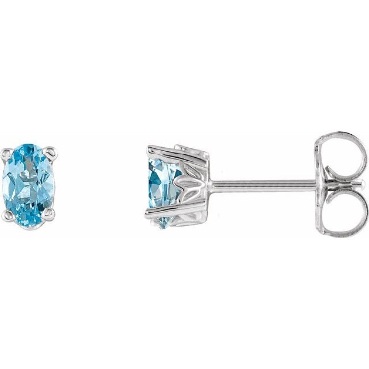 14K White Gold Natural Aquamarine Scroll Setting® Stud Earrings