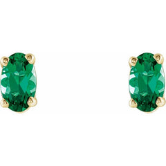 14K Yellow Gold Lab-Grown Emerald Scroll Setting® Stud Earrings