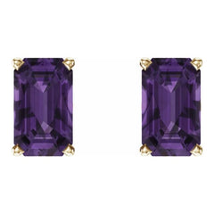14K Yellow Gold Natural Amethyst Scroll Setting® Earrings