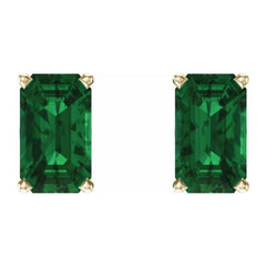 14K Yellow Gold Lab-Grown Emerald Scroll Setting® Earrings