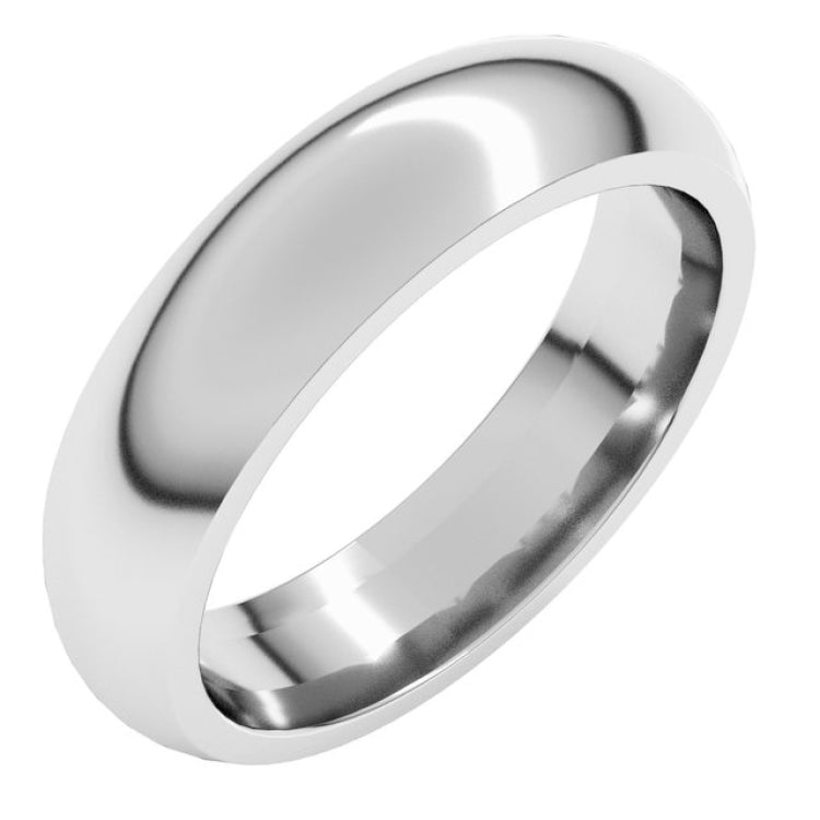 14K White Gold 5 mm Comfort-Fit Half Round Band Size 12.5