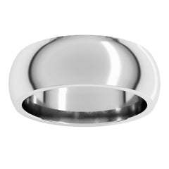 10K White Gold 7 mm Comfort-Fit Half Round Band Size 10